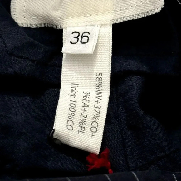 H+ Hannoh Wessel Pierangela Pants Navy Blue Pinstripe Size 36 Small NWT - Picture 8 of 12